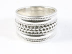 Brede zware zilveren ring met kabelpatronen afbeelding 4