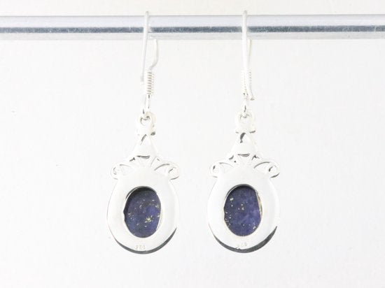 Bewerkte zilveren oorbellen met lapis lazuli afbeelding 2