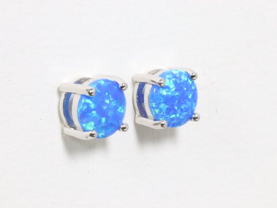 Fijne zilveren oorstekers met Australische opaal afbeelding 1