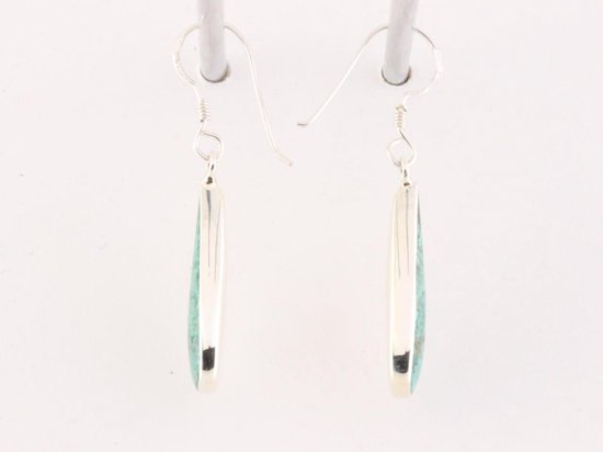 Druppelvormige zilveren oorbellen met chrysocolla afbeelding 2