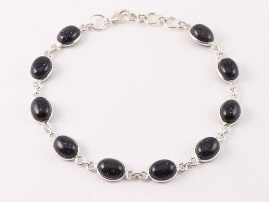 Zilveren schakelarmband met blauwe zonnesteen afbeelding 1