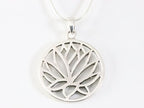 Ronde zilveren lotus bloem hanger aan ketting afbeelding 5
