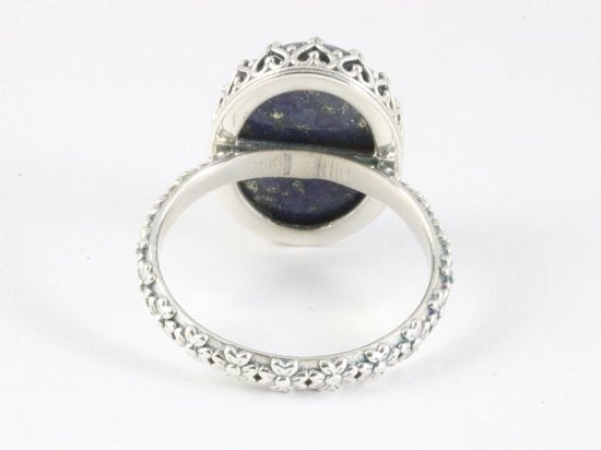 Bewerkte zilveren ring met lapis lazuli afbeelding 3