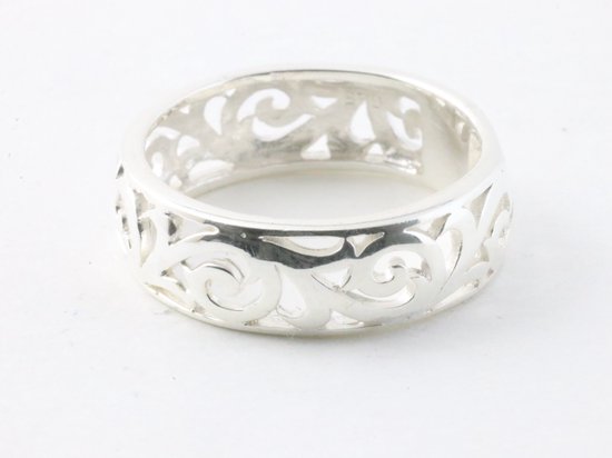 Opengewerkte zilveren ring afbeelding 1