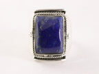 Bewerkte zilveren ring met lapis lazuli afbeelding 4