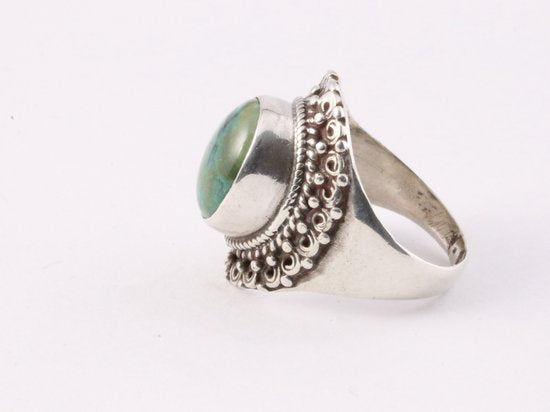 Bewerkte zilveren ring met Tibetaanse turkoois afbeelding 2