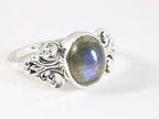 Fijne bewerkte zilveren ring met labradoriet afbeelding 1