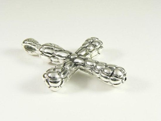 Grote bewerkte zilveren elektroform kruishanger afbeelding 3