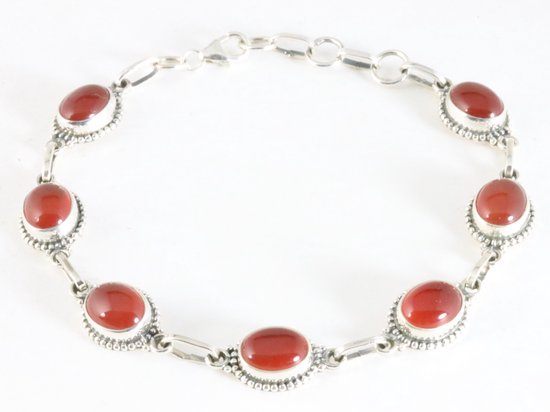 Bewerkte zilveren armband met carneool afbeelding 1