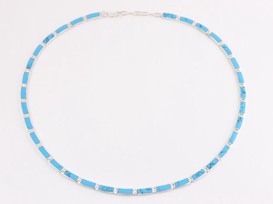 Zilveren collier met blauwe turkoois afbeelding 2