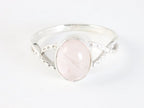Fijne opengewerkte zilveren ring met rozenkwarts afbeelding 4
