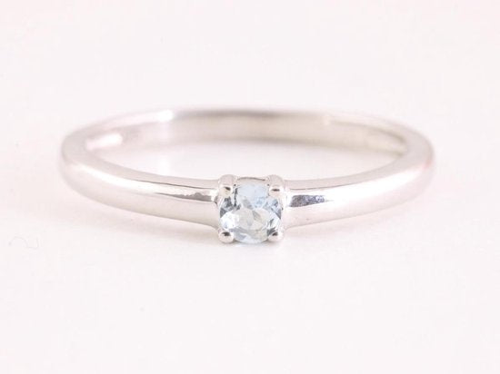 Fijne hoogglans zilveren ring met aquamarijn afbeelding 4