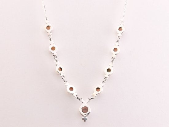 Bewerkte zilveren ketting met roze opaal afbeelding 3