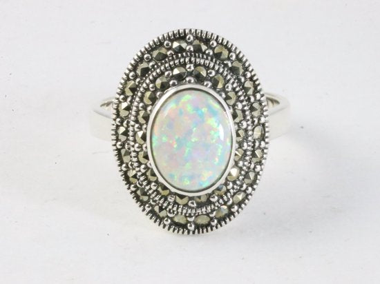 Zilveren ring met welo opaal en marcasiet afbeelding 4