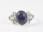 Fijne bewerkte zilveren ring met lapis lazuli afbeelding 4