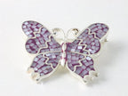 Zilveren vlinder broche met paarse parelmoer afbeelding 1