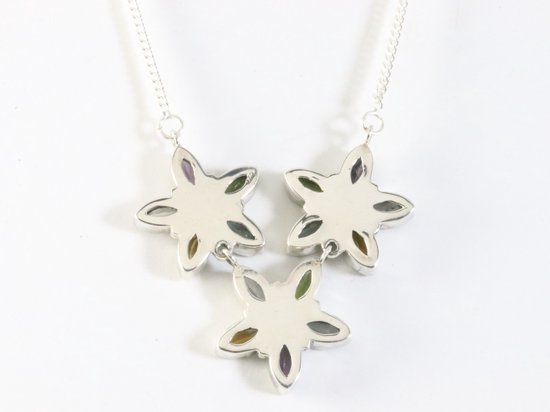 Zilveren ketting met multi color edelstenen afbeelding 2