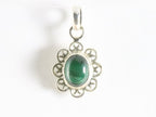 Fijne opengewerkte zilveren hanger met malachiet afbeelding 4