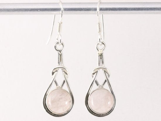 Zilveren oorbellen met rozenkwarts afbeelding 4