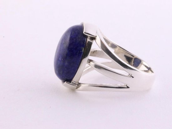 Opengewerkte zilveren ring met lapis lazuli afbeelding 2