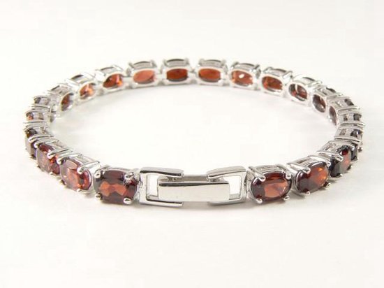 Zilveren tennisarmband met granaat afbeelding 2