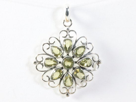 Opengewerkte zilveren hanger met citrien afbeelding 4