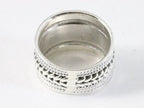 Brede zware zilveren ring met kabelpatronen afbeelding 3