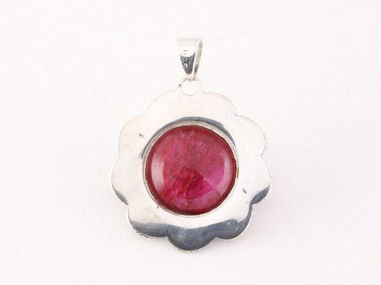 Bewerkte zilveren hanger met robijn afbeelding 3