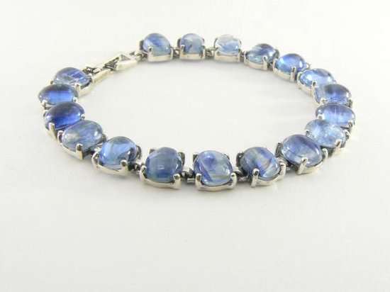 Zilveren tennisarmband met kyaniet afbeelding 2