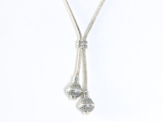 Traditionele zware zilveren vossenstaart schakel ketting met bewerkte pegels afbeelding 4