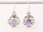 Opengewerkte zilveren oorbellen met amethist afbeelding 3