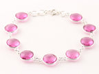 Zilveren armband met roze kristal afbeelding 1