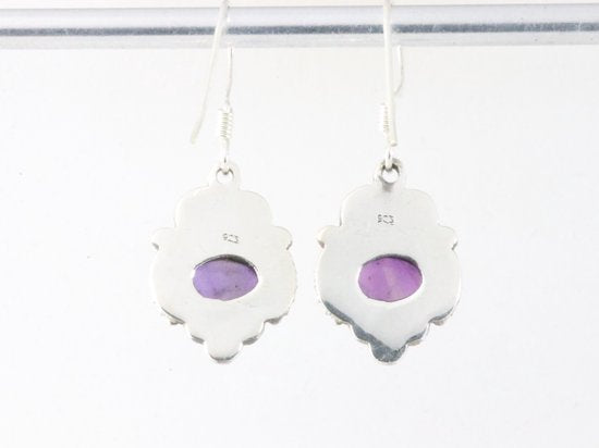 Bewerkte zilveren oorbellen met amethist afbeelding 2