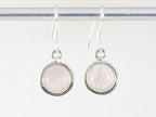 Fijne ronde zilveren oorbellen met rozenkwarts afbeelding 3