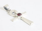 Fijne zilveren ankh hanger met granaat afbeelding 2