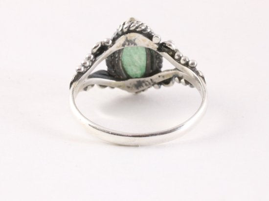 Fijne bewerkte zilveren ring met groene aventurijn afbeelding 3