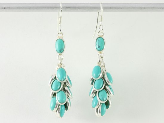 Trosvormige zilveren oorbellen met turkoois afbeelding 4