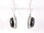 Bewerkte ovale zilveren oorbellen met onyx afbeelding 2
