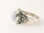 Bewerkte zilveren ring met blauwe lace agaat afbeelding 2