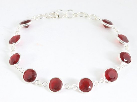 Fijne zilveren armband met robijn afbeelding 1