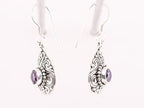 Opengewerkte zilveren oorbellen met amethist afbeelding 2