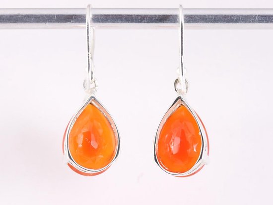 Zilveren oorbellen met carneool afbeelding 3