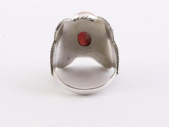 Bewerkte zilveren ring met rhodochrosiet afbeelding 2