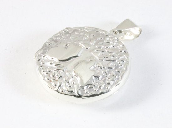 Rond zilveren medaillon met levensboom afbeelding 2