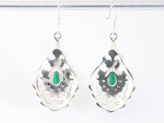 Zilveren oorbellen met jade en marcasiet afbeelding 3