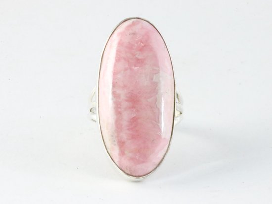 Grote ovale zilveren ring met rhodochrosiet afbeelding 4