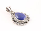Bewerkte zilveren hanger met lapis lazuli afbeelding 2