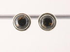 Ronde zilveren oorstekers met zwarte koperturkoois afbeelding 1