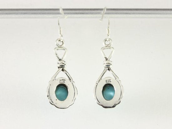 Geknoopte zilveren oorbellen met Arizona turkoois afbeelding 3