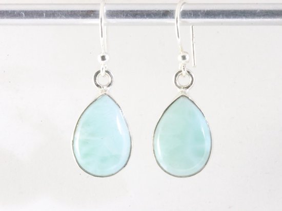 Druppelvormige zilveren oorbellen met larimar afbeelding 4